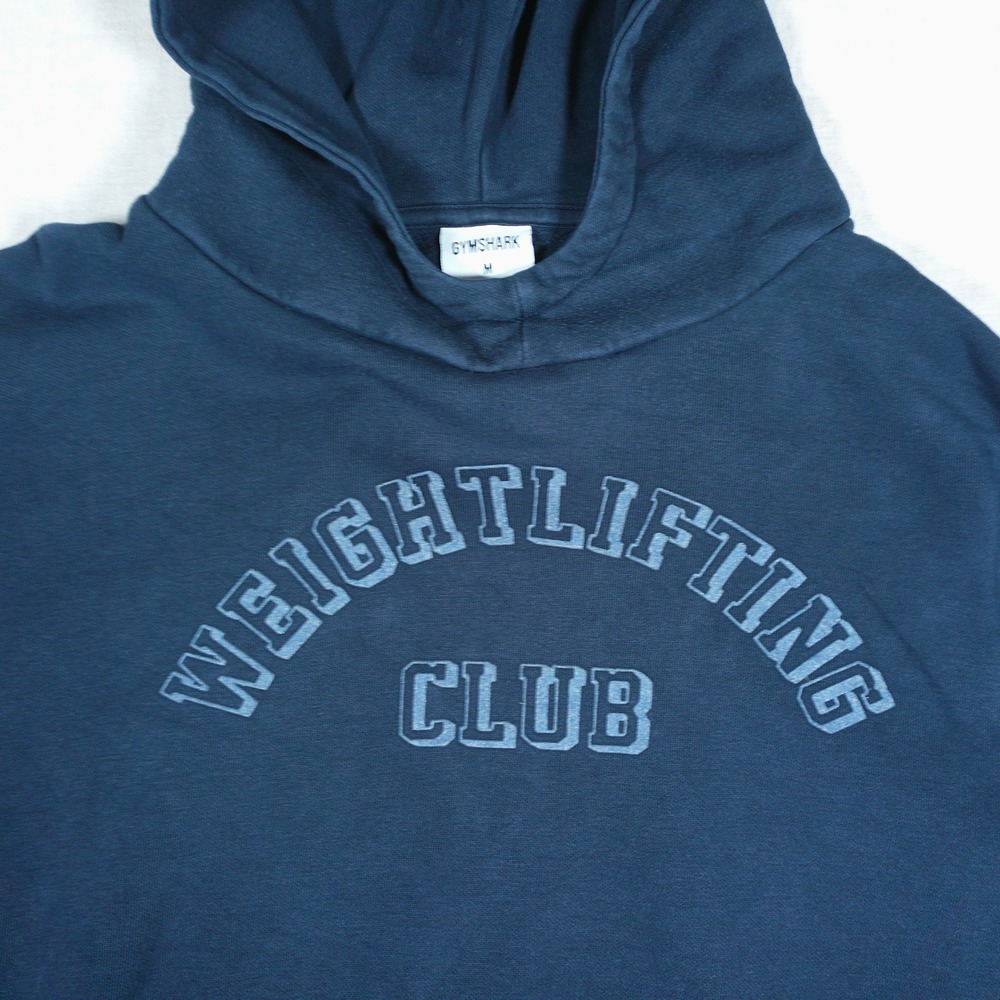 Gymshark Weightlifting Club Hoodie Mens M Navy Graphic Fleece Sweatshirt